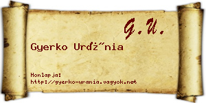 Gyerko Uránia névjegykártya